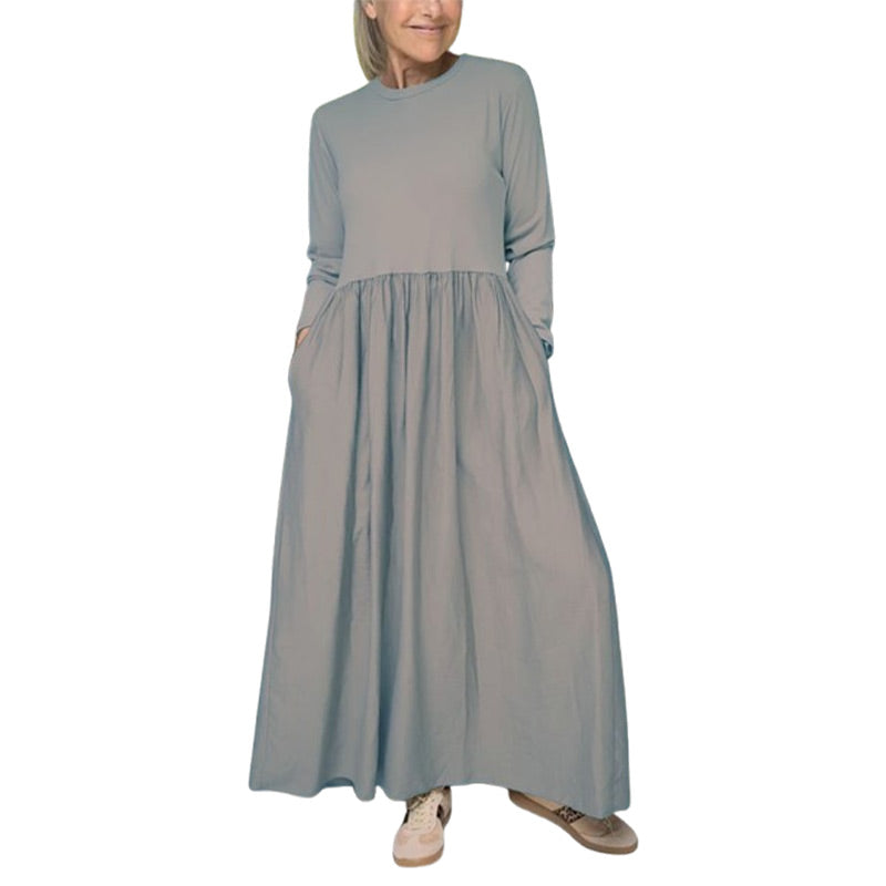 Flowy knit midi dress with long sleeves