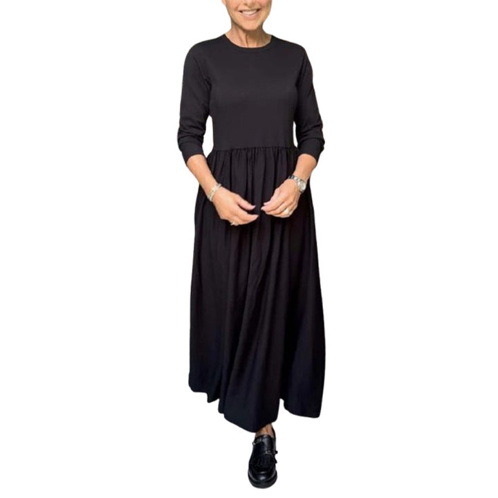 Flowy knit midi dress with long sleeves