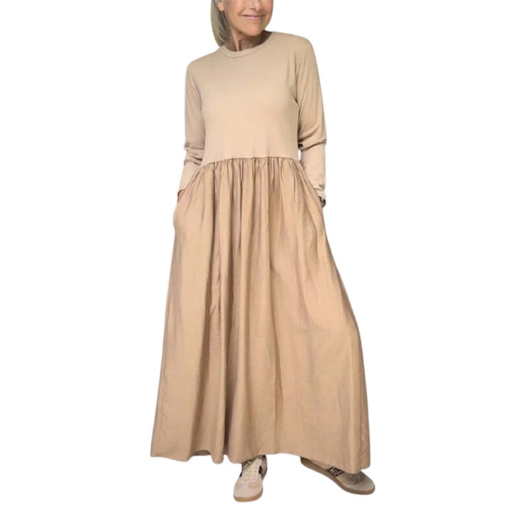 Flowy knit midi dress with long sleeves