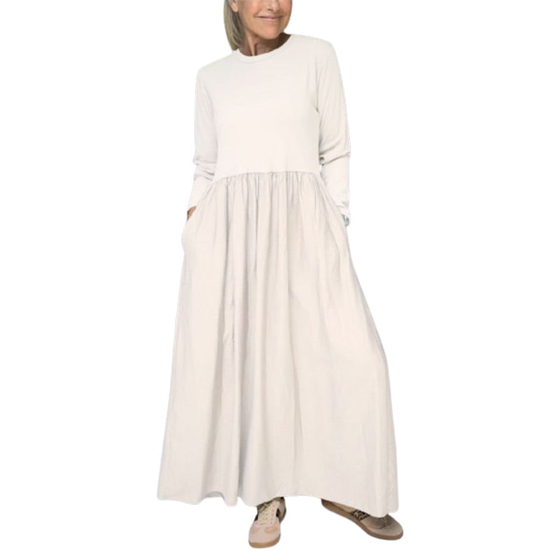 Flowy knit midi dress with long sleeves