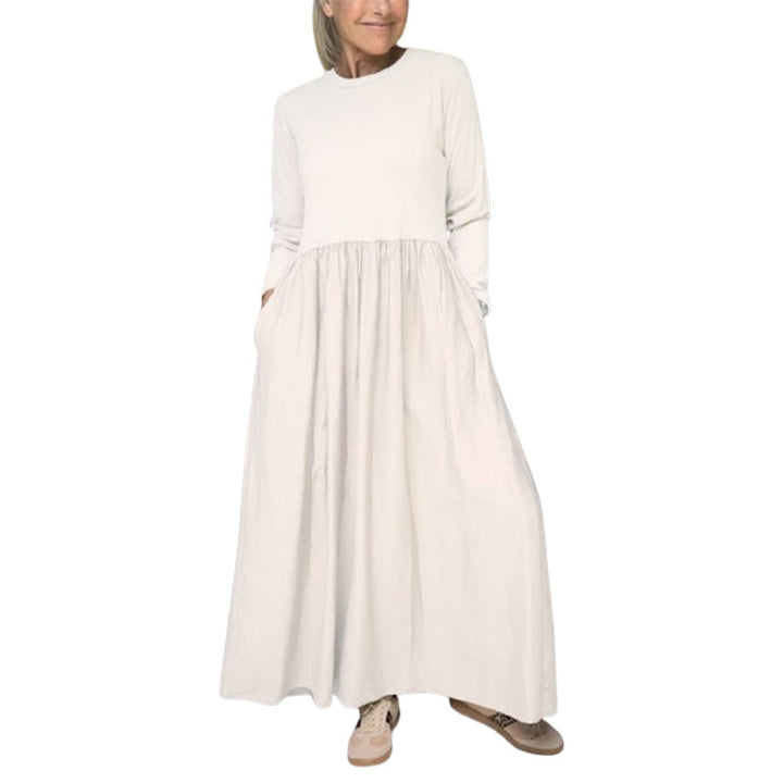Flowy knit midi dress with long sleeves