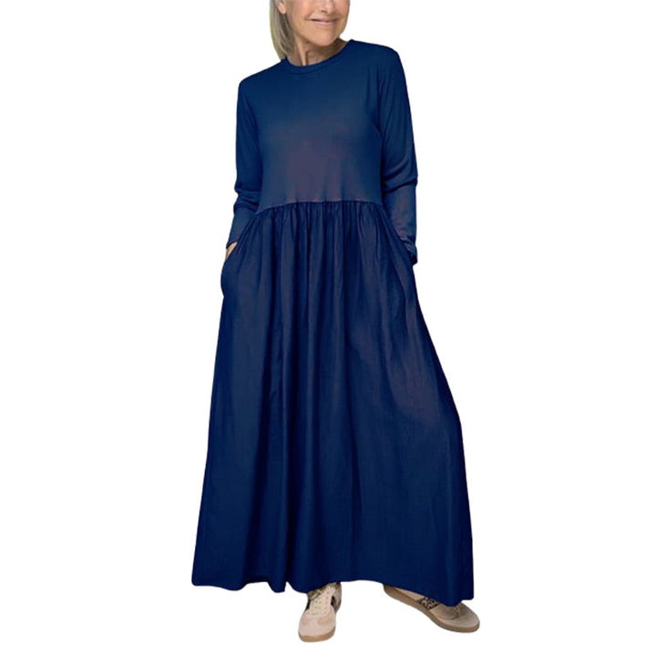 Flowy knit midi dress with long sleeves