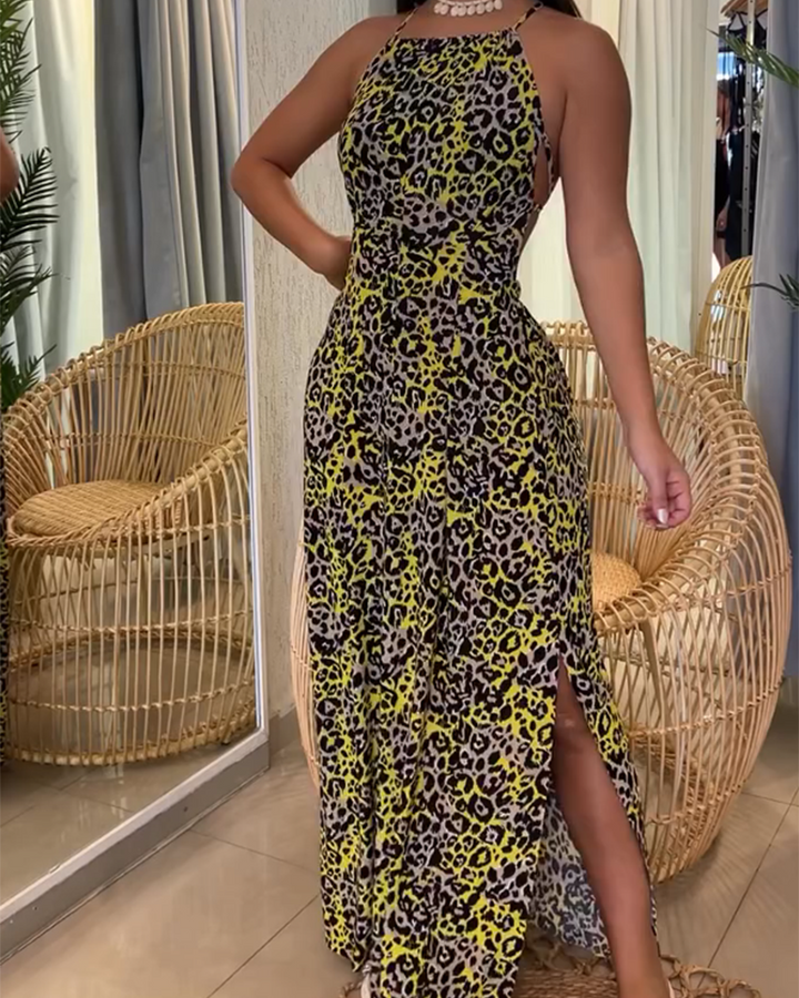 Printed Backless Dress